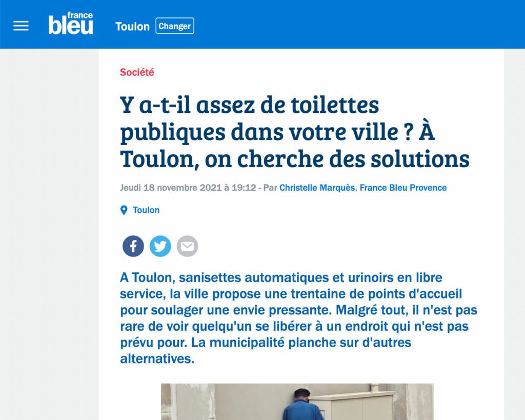 Article France Bleu Provence Toulon ICI Toilettes